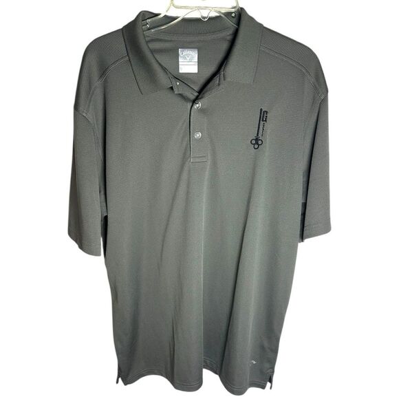 Callaway size Large Gray Golf Polo Shirt Short Sleeve. Key logo/Golfer. Sport - Picture 1 of 5